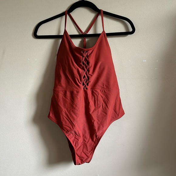 Xhilaration Other - Xhilaration burnt orange one piece swimsuit/bodysuit L